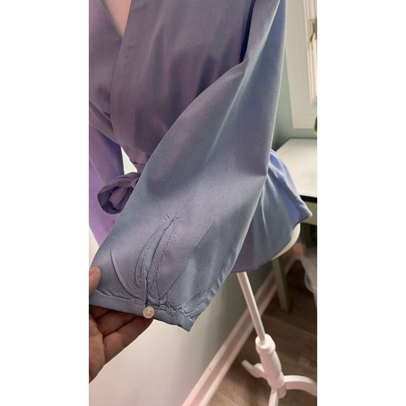 J CREW  Career Cotton Oxford Blouse-Full Tie Wrap Around-Size M - Picture 5 of 8